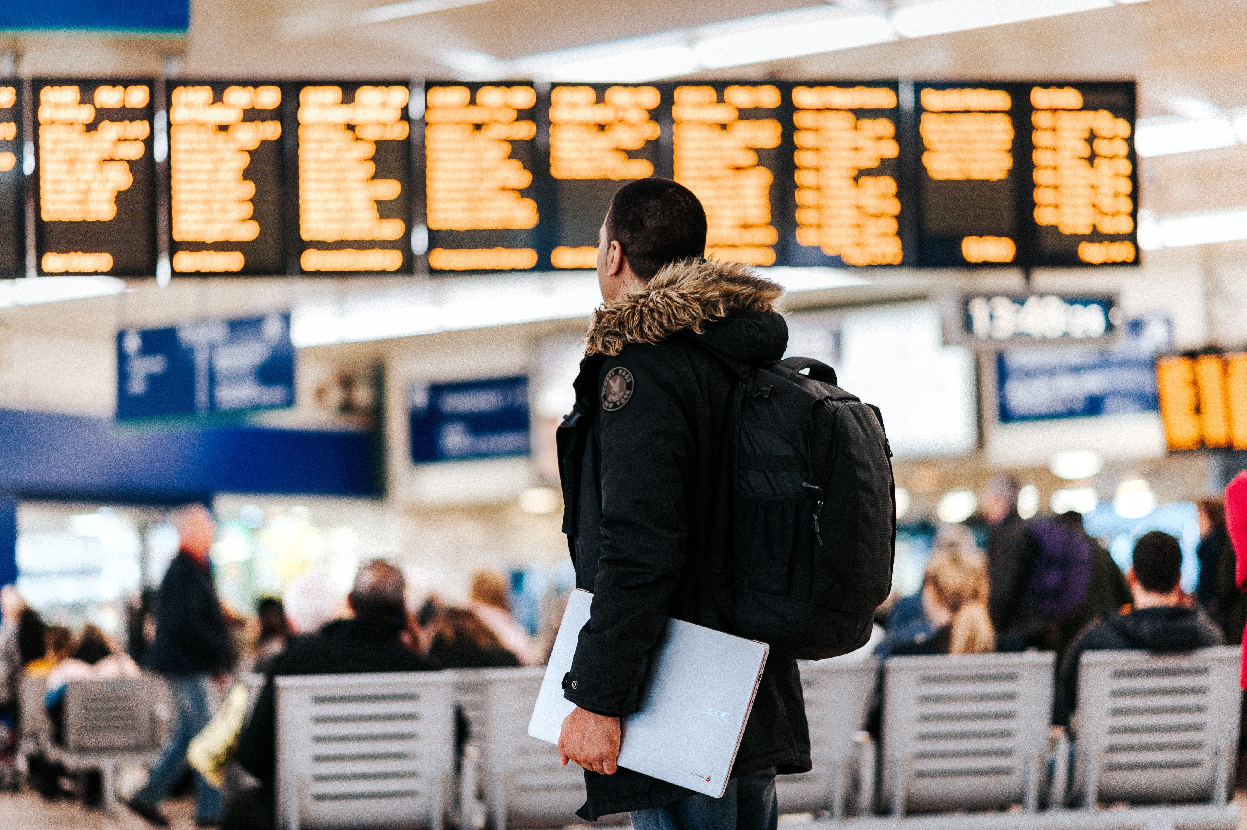 Airport travel condensed into a single photo