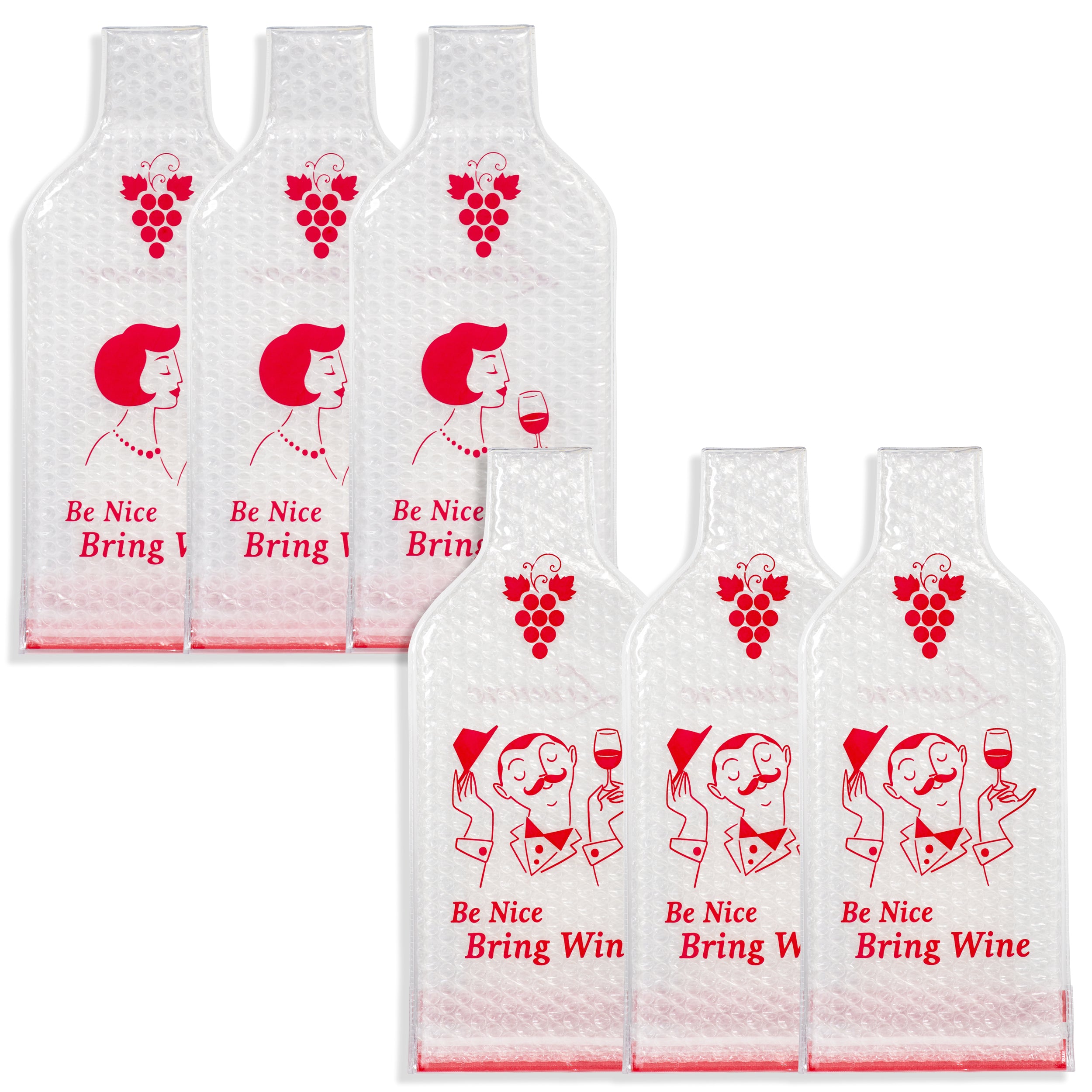 Lazenne Wine Cush per 1 bottiglia - Set da 6 pezzi - Custodia per borsa riutilizzabile per vino Tripla protezione