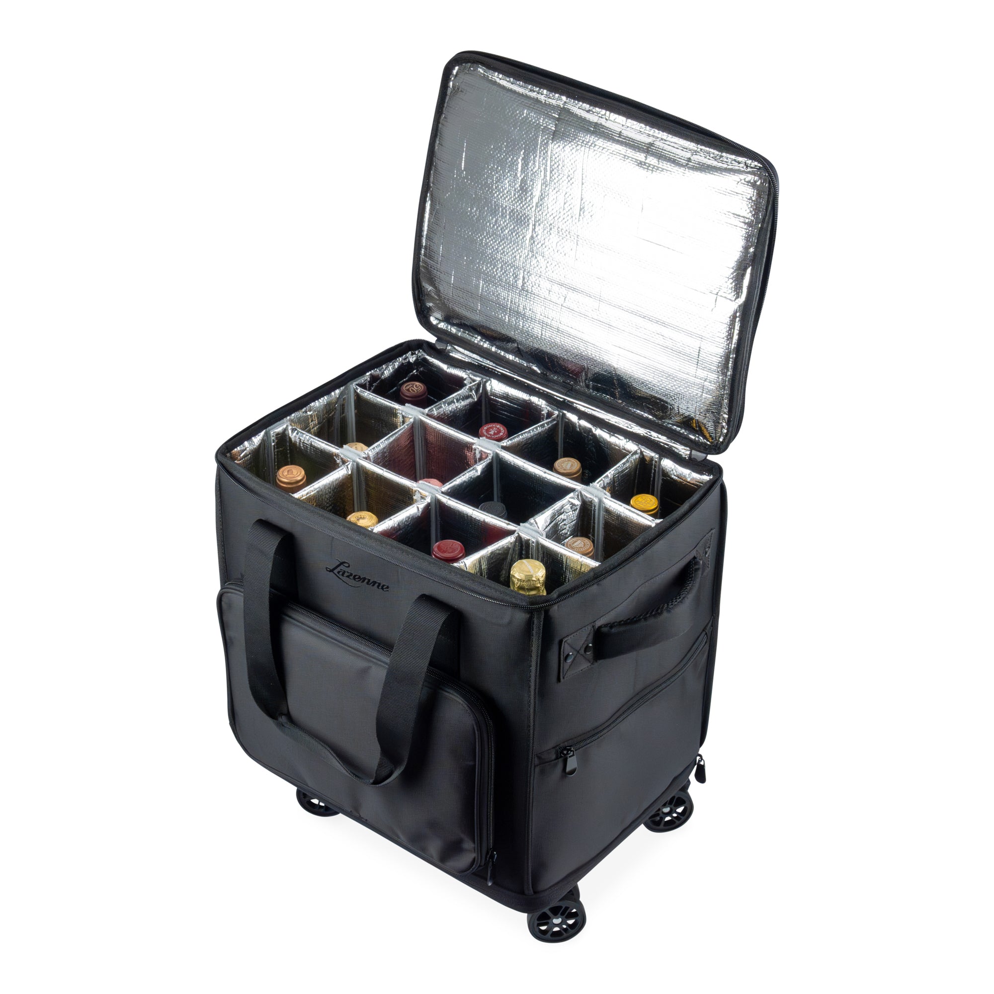 Lazenne ELITE PRO Wine Carrier 12-bottles with Individual Insulated and Removable Dividers